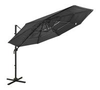 4 Tier Garden Parasol 3m Black Patio Umbrella Crank Tilt Aluminium