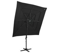 vidaXL 4-Tier Parasol with Aluminium Pole Black 250x250 cm UK