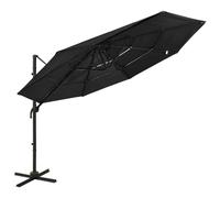 vidaXL 4-Tier Parasol with Aluminium Pole Black 3x3 m Outdoor Umbrella Canopy