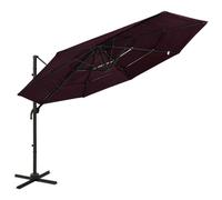 4-Tier Garden Parasol with Aluminium Pole Bordeaux Red 3x3 m
