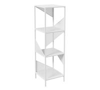 4-Tier Geometric Bookshelf Freestanding Storage Rack with Open Cubes for Home Office Living Room & Study - Easy to Assemble, Modern White Design