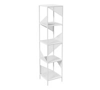 4-Tier Geometric Bookshelf Freestanding Storage Rack with Open Cubes for Home Office Living Room & Study - Easy to Assemble, Modern White Design