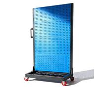 4-Tier Heavy-Duty Storage Shelf with Locking Wheels 20KG Load Capacity per Shelf Pegboard Panels Tool for Workshop Garage and Warehouse