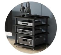 4-Tier HiFi Audio Cabinet - Multi-Layer Floor-Standing AV Rack Record Player Stand & Entertainment Media Unit Stylish Black Size: 40x35x42cm