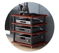 4-Tier HIFI Audio Cabinet - Multi-layer Floor-standingAV Shelf Record Player Stand Entertainment Media Unit Stylish Brown Finish Size: 40x35x42cm