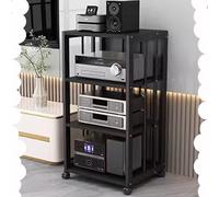 4 Tier HiFi Audio Tower Adjustable AV Media Stand Mobile Turntable Rack Floor Standing Stereo Shelf Corner TV Unit Black 89 cm (35 inches)