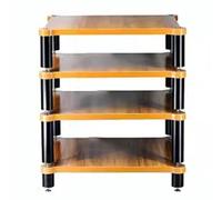 4-Tiers HiFi Rack AV Shelf Record Player Stand Devices Cabinet Hifi Solid Wood Audio Rack HiFi Rack Feet Power Amplifier Shelf Audio Video Components(Wood color,60 * 78 * 48cm)