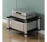 4-Tier HiFi o Stand, Open Ste Ma Cabinet for TV, Game Consoles & Printers, Slish Black o Rack for Record Players & Home Theater (60x48x40cm)