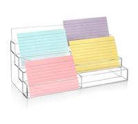 4 Tier Index Card Display Stand 3x5 Acrylic Card Holder for Desk File Note 8 Pockets Clear Postcard Stand Index Card Rack Acrylic Business Card Stand for Office Classroom 10.8 X 4 X 5.1 No Index Card