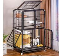 4 Tier Indoor Cat Cages with Litter Tray, Large Pet Cage, Detachable Extra Large Cat Enclosure, 360° Swivel Wheels, Grid Feet Pads,