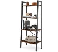 4-Tier Ladder Bookshelf Industrial Bookcase Storage Shelving Unit