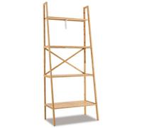 4-Tier Ladder Shelf Bamboo Bookshelf Bookcase Storage Organizer Plant Stand
