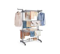 SONGMICS Large Clothes Airer, Foldable Clothes Drying Rack Laundry 4-Tier, Moveable Clothes Horse, 64 x 126 x 172 cm, Stainess Steel, Folding Wings, Easy Assembly, Indoor Outdoor Use, Grey LLR701G01
