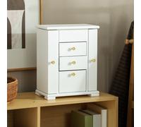 HOMCOM 4-Tier Large Jewellery Box with Mirror and 2 Drawers, White