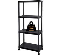 (4-Tier) MantraRaj Heavy Duty Black Plastic Storage Shelving Unit Garage Storage Shelves Racking Shelving Unit Home, Office