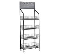 4-Tier Metal ack Display Stand, Rolling Cart, Home Kitchen Sales Shelf, SL Sto Rack, Versatile Showcase for Sweet Treats, Ideal for Home Theater and Kitchen Use