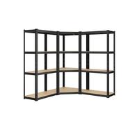 4-Tier Metal Corner Shelf, Ink Black + Natural Beige