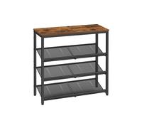 4-Tier Metal Expandable Shoe Rack with Adjustable Mesh Shelves, Rustic Brown + Black / 4 Tier (73H cm)