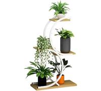 4-Tier Metal Plant Stand, Multifunctional Storage Display Rack, Base , Multi-Layer Shelf for Indoor Windows, Patios, and Balconies, White