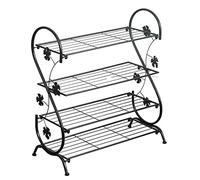 4-Tier Metal Shoe Rack - Wrought Iron Shoes Storage nizer with Plastic Feet for Entryway & Living Room - Stylish, Space-Saving Design for Shoe Collection