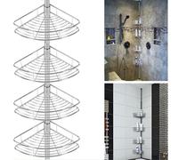 4 Tier Metal Telescopic Bathroom Corner Shelf Rack Caddy Storage Bath Shower