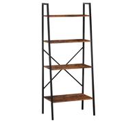 HOMCOM 4-Tier Minimalistic Ladder Shelf Unit Steel Frame Home Display Storage in Brown HOMCOM Brown