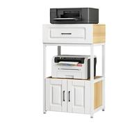 4-Tier Mobile File Cabinet with Drawer, Vintage European Style Printer Stand on Wheels, Open Storage for Letter/A4 Size, Ideal for Home Office nization