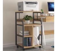 4-Tier Mobile Printer Stand with Storage Shelf - Multifunctional Office Cart for Fax, Scanner & Supplies - Rolling Floor Table, Space-Saving Design (White)