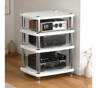 4-Tier Modern HiFi Multimedia Shelf: Stylish Wooden TV Stand for DVD Player, Game Console, and Streaming Device - Elegant Space-Saving Solution for Home Entertainment.