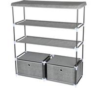 4 Tier Multipurpose Storage Organiser Shelf 2 Drawers Modular Sturdy Storage Shelf MANTRARAJ Light Grey One Size