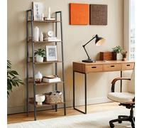 4-Tier Narrow Bookshelf for Home Office, Rustic Brown and Black / 5-Tier (30 x 60 x 170 cm)