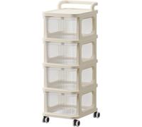 (4 Tier Organiser) MantraRaj 3/4 Tier Storage Drawer Organiser with Wheels Storage Rack Storage Box Shelf Plastic Bedside Table Cupboard