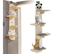 4-Tier Over Door Cat Shelf Climber with Removable Soft Mat, Space-Saving Cat Tree for Stairs, Foyer, Living Room, Balcony