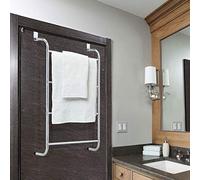 4 Tier Over Door Rail Rack Quick Drying Indoor Hanger | Clothes Airer Towel | Bathroom Storage Organiser | Elegant & Functional | Chrome & Wood Grain Finish | DIMENSIONS - W46.5cm x D16cm x H72.5 cm