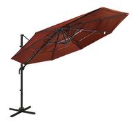 vidaXL 4-Tier Garden Parasol with Aluminium Pole Terracotta 3x3 m