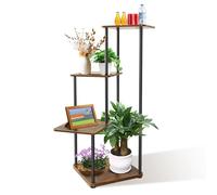 4 Tier Plant Stand Indoor Outdoor Tall Metal Flower Shelf Corner Flower Pots Holder for Multiple Plants, Tiered Plant Shelf Display Rack Flowers Shelves for Living Room Bedroom Balcony Garden Patio