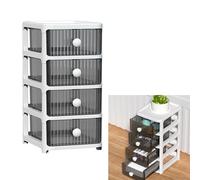 4 Tier Plastic Storage Clear Drawers Small Tower Unit Home Office Desktop Bathroom School Stationary Make Up Organiser