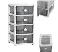 4 Tier Plastic Storage Drawers Tower Unit Home Office Desktop Bathroom School Stationary Make Up Clear Small Space-Efficient Organiser