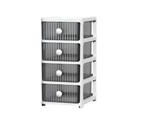 4 Tier Plastic Storage Small Clear Drawers Tower Office Desktop Unit Home Bathroom School Stationary Make Up Organiser (White)