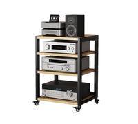 4-Tier Printer Shelf Rack with Wheels - HiFi AV Media Stand Open Storage Audio Tower for Home Office & Cinema Versatile Sound System Rack Durable & Stylish Design