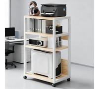 4-Tier Printer Stand With Adjustable Storage Shelf,Large Tall Printer Table With Wheel,Industrial Adjustable Rolling Cart,for Living Room Bedroom Office(White)
