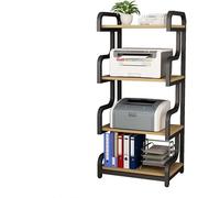 4 Tier Printer Stand with Metal Frame, Mobile Storage Cart for Files, Books, Scanner, Microwave - Perfect for Kitchen, Living Room, Home Office