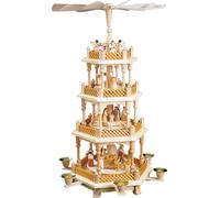 4- tier Pyramid Nativity Scene natural wood - 21 inch - 54 cm - Authentic German Erzgebirge Christmas Pyramids - Richard Glässer