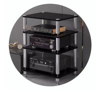 4-Tier Rack AV Shelf for Record Players & Audio Devices Black Cabinet with Shock-Absorbing Feet Sturdy & Stylish Storage Solution Size: 60x48x80cm