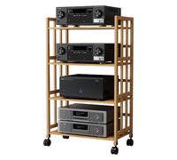 4-Tier Record Player Stand HIFI Audio Rack Movable Media Stand for Stereo Components Open Corner Cabinet 123cm/48.4" Height Perfect for Home Entertainment