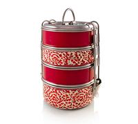 4 Tier Red Handpainted Tiffin