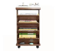 4-Tier Rolling Bookshelf on Wheels - Stylish Bookcase for Living Room Home Office or Library - Easy Assembly - Modern Brown Finish