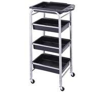 4-Tier Rolling Hairdressing Trolley - Mobile Cart with Storage for Hair Tools & Supplies, Versatile Rolling Cart for Home & Professional Use, Silver