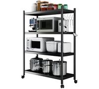 4-Tier Rolling Kitchen Cart Metal Storage Trolley with Wheels Multi-Layer Kitchen nizer for Home Mobile Utility Cart Space-Saving Storage Solution