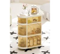 4-Tier Rolling Kitchen Cart - Multi-Purpose Storage Cart for Kitchen Bathroom Laundry and Living Room - Elegant White Design Space-Saving